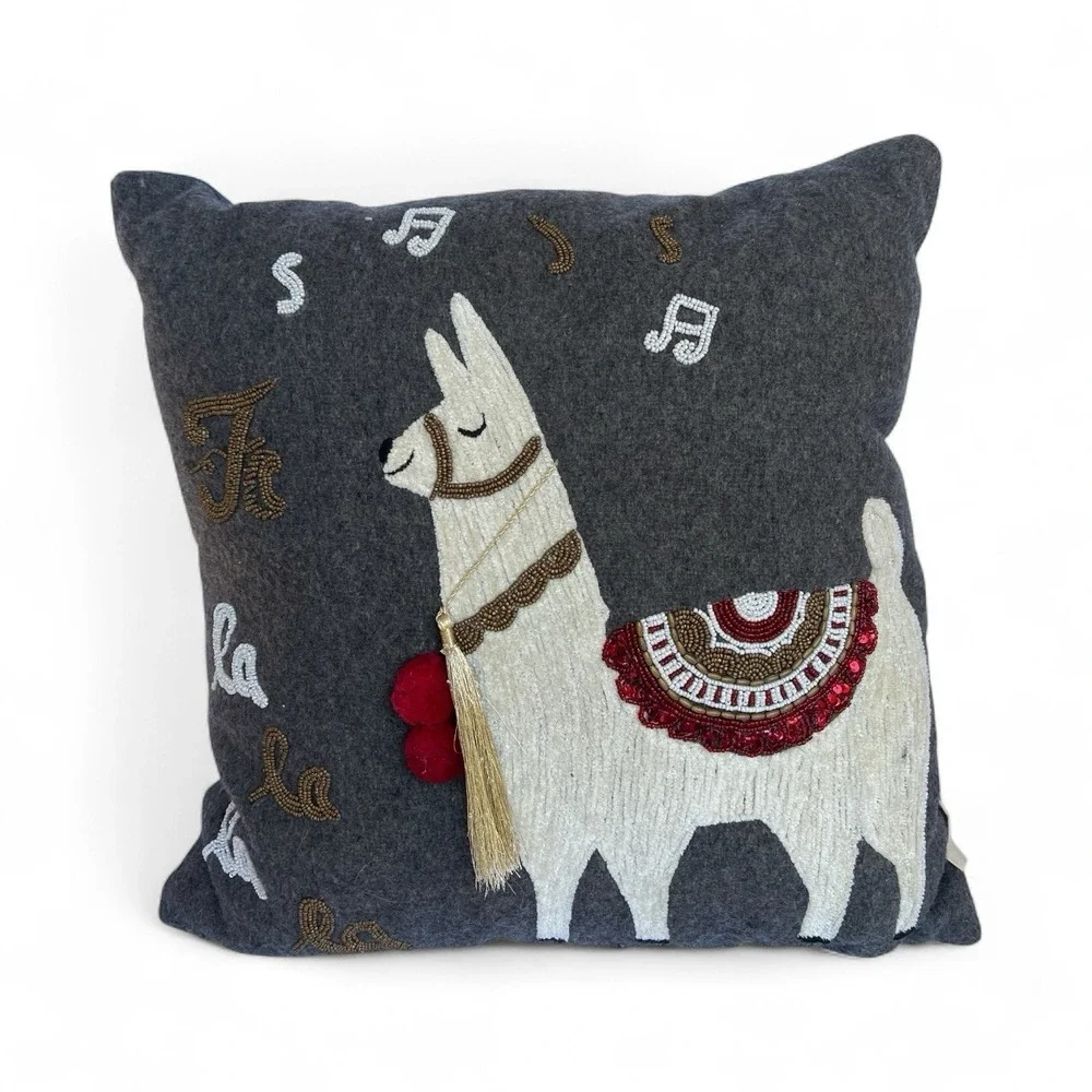 Artisan de Luxe Llama Alpaca Christmas Pillow 17